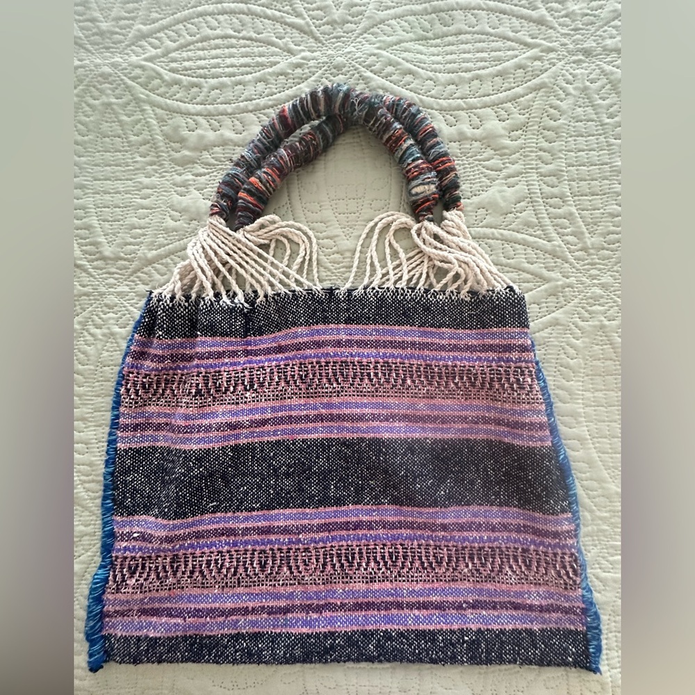 Multicolor Woven Tote Bag / Purse Made from Mexican Blanket